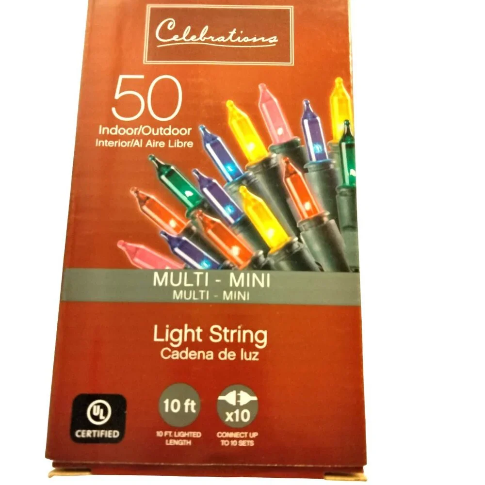 Celebrations Mini String Lights Multicolored 50 Ct Wedding Patio Deck 10 Ft